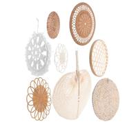 8 pezzi Cestini da Parete Boho Rotondi in Rattan e Bambù per Pareti vuote | Tessitura Artigianale, Nappine Morbide, Design Rustico Moderno, per Appartamenti e Gallerie Murali