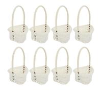 8 Pezzi Cestino in Plastica Effetto Rattan, Stile Pastorale, Bianco