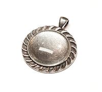 8 Pezzi Charm Lunetta Vuota Vassoio Medaglioni Metallo Ciondolo Gioielli 25 mm Rotondo 4 Vetro Trasparente Cabochon Kit Fai Da Te (Modello Argento-4)