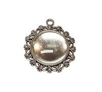 8 Pezzi Charm Lunetta Vuota Vassoio Medaglioni Metallo Ciondolo Gioielli 25 mm Rotondo 4 Vetro Trasparente Cabochon Kit Fai Da Te (Modello Argento-3)