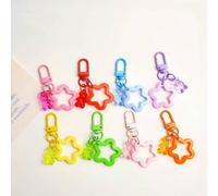 8 pezzi Ciondolo portachiavi a forma di orsetto e stella, pendente per zaino, piccolo regalo per amici, accessori per auto, charm per borse, forniture scolastiche AnimaleLega di zinco