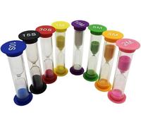 8 pezzi clessidra colorata in plastica timer orologio sabbia 10/15/30 secondi, 1/2/3/5/10 minuti