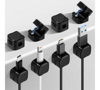8 Pezzi Clip Magnetiche per Gestione Cavi, Porta Filo Adesivo, Porta Cavi Scrivania, Organizzatore per Cavi per Scrivania, Comodino, Cavi di Ricarica, HDMI, USB, Cavo Audio (Nero)