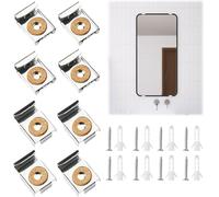 8 Pezzi Clip per Specchio, Ganci per Specchio a Muro con Prigionieri e Viti, Clip Specchio a Molla Gancio, Fissaggio a Parete in Vetro Specchio Senza Cornice, per Appendere Specchi, Foto Cornice