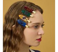 8 pezzi/confezione Fermagli per capelli senza pieghe con motivi a cartone animato, questi fermagli non lasciano segni, adatti per uso quotidiano, lavaggio del viso, trucco e abbinamento all'aperto Tag