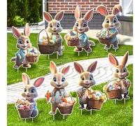 8 Pezzi Coniglietti Pasquali Segni Da Giardino, Pasquali Cartelli da Giardino, Decorazioni Pasquali per Decorazione per Prato, Patio o Vaso di Fiori, Regalo di Pasqua