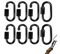 8 Pezzi Connettore Moschettone Rapida Ovale Bloccabile Acciaio Inox | Leggero, molto forte, collegamento rapido sicuro, anti-apertura accidentale, arrampicata, campeggio, escursionismo