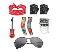 8 pezzi, costume da rockstar, accessorio punk, costume da discoteca, travestimento per ragazzi e ragazze, cosplay, costume rocker, adatto per eventi rock, feste