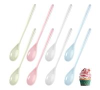 8 Pezzi Cucchiaini Lunghi in Plastica Colorata, 18.5cm Cucchiaini da Caffè Plastica Riutilizzabili, Cucchiaini da Dolce, Cucchiaino per Uova, Dessert Spoon per Gelato, Dessert, Yogurt, Tè e Cocktail