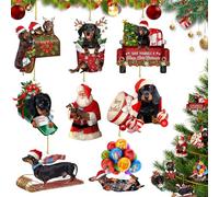 8 Pezzi Decorazione Natale Bassotto, Bassotto in Acrilico, Decorazioni Albero di Natale Bassotto, Decorazione Natalizia da Appendere, Ornamenti Per Appendere L'albero Di Natale Di Cani Divertenti,2D