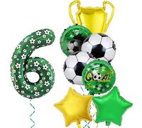 8 Pezzi Decorazione per Compleanno a Tema Calcio 6 Anni per Ragazzo, Palloncino Calcio 6° Compleanno Verde, Palloncino per Festa Calcio, Palloncino in Mylar Verde per Decorazione Compleanno Bambini