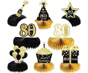 8 pezzi, Decorazione per il 50° compleanno, decorazione a nido d'ape per tavolo da pranzo per signore e signori, decorazione per il 60° compleanno, decorazione per tavolo del 70° compleanno, decorazio