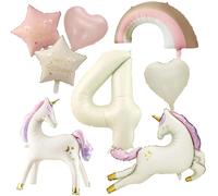 8 Pezzi Decorazioni Unicorno Compleanno Bambina 4 Anni