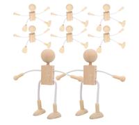 8 pezzi di bambole con pioli in legno fai da te Figure di robot in legno non