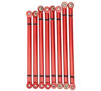 8 pezzi di bielle in lega di alluminio per auto cingolata RC SCX10 in scala 1/10 con passo ruote di 313 mm, collegamenti della sospensione del telaio metallico aggiornati con (Rossa)