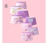 8 pezzi di boxer da ragazza con stampa di coniglietti cartoni animati, mutande boxer comode per bambine e ragazze, viola, adatte per tutte le stagioni 6Y,7Y,8Y,9Y,4Y,5YFumettoMiscele di cotone
