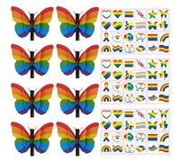 8 Pezzi Di Clip Per Farfalle Arcobaleno E 18 Pezzi Di Facce Arcobaleno, Ago Per Capelli Da Cartone Animato Creativo, Viso Divertenti E Carini, Balli E Celebrazioni.