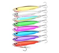 8 Pezzi di Esche Artificiali in Metallo Fuso da 10 g, 15 g, 20 g, 30 g, 40 g, 60 g, 80 g con Amo, Esche Artificiali for la Pesca al branzino.(A-2 Hooks,80g-11.2cm)