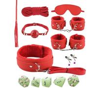 8 Pezzi Di Lychee Rosso Textured Pelle Avventura Set Con 5 Accessori Fluorescenti Cubo Luminoso, Accessori Dadi Che Brillano Di Notte, Regalo Di Coppia - K + 3