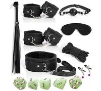 8 Pezzi Di Nero Lychee Textured Pelle Avventura Set Con 5 Accessori Fluorescenti Cubo Luminoso, Accessori Dadi Che Brillano Di Notte, Regalo Di Coppia - K + 2
