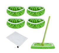 8 Pezzi Di Panni per Scopa Con 1 Pezzo Di Borsa in Rete, Panni per Scopa Riutilizzabili, Panni per Scopa Bagnati E Asciutti, Panni Lavabili E Compatibili (Verde)