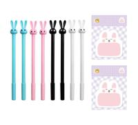 8 Pezzi Di Penna Neutra Di Coniglio E 2 Pezzi Di Note Appiccicose Di Coniglio, Cartoni Animati Carini, Cartoleria Per Studenti Creativi, Materiali Scolastici.