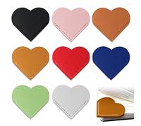 8 pezzi di segnalibri in pelle a forma di cuore, retro semplice segnalibro titolare, mini angolo pagina marker, portatile di lettura accessori, adatto per gli appassionati di libri(8 colori)