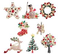 8 Pezzi di Spilla di Natale Gioielli Seno Pin Pupazzo di Neve Albero di Natale Calza di Natale Alce Santa Spilla Spille Gioielli Regalo di Natale per le Donne