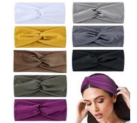 8 pezzi di testa graziosi per donne, fasce per capelli larghi per capelli da donna, fasce per turbante elastico per donne non slip, 8 colori morbido twist in tessuto fascia per donne
