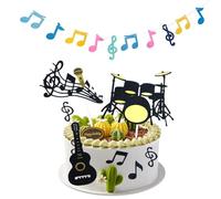8 Pezzi di Toppers per Torta Musicale, 1 Topper per Torta con Chitarra E Bandiera con Nota Musicale, Toppers per Cupcake con Nota Musicale, Decorazioni per Feste Musicali di Compleanno