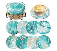 8 Pezzi Diamond Painting Sottobicchieri, Sotto Bicchieri con Supporto Kit Sottobicchieri Pittura Rotondi Coasters per Adulti Bevande Bicchieri Home Decor Bar