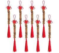 8 Pezzi Feng Shui Ciondolo Nappa Con Monete Cinesi Portafortuna, Nodo I-Ching per Ricchezza, Fortuna, Salute - Regalo Meraviglioso (10 Monete)