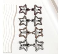 8 pezzi Fermagli BB neri stile Y2K Millennium dolce e cool con strass completi, fermagli laterali antiscivolo per frangia e capelli ribelli, fermagli per capelli a stella cava, accessori per capelli s
