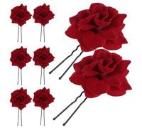 8 Pezzi Fermaglio per Chioma a Rosa Rosso, Doppio Braccio vintage | Pu, Stile per Nozze e Cerimonie sulla Spiaggia, Tenuta Stabile Tutto il Giorno, Acconciatura Rapida
