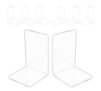 8 Pezzi Fermalibri per Mensole Trasparente, Fermalibri Grande e Rinforzato, Ferma libri per libreria, Bambini, Ufficio e Scuola, Reggilibri Design Semplice e Stabile