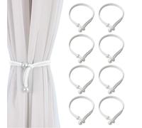 8 Pezzi Fermatenda per Tende Fine con Perle, Tessute Fermatenda Regolabile Beige Alzapaños Cortinas in Poliestere Moderno Embrasse per Tende per Il Soggiorno, Camera da Letto, Caffè, Officio