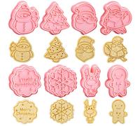 8 Pezzi Formine Biscotti Natale, 3D Pressable Formine per Biscotti, Tagliapasta Natalizie per Biscotti Bakeware Fondente Torta Paletta