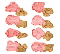 8 Pezzi Formine Biscotti Veicolo, 3D Auto Forme Biscotti Bambini Stampi