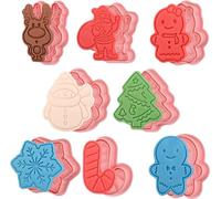 8 Pezzi Formine per Biscotti Natale, 3D Pressable Formine per Biscotti, Faburo Formine Biscotti, per Biscotti Bakeware Fondente Torta Paletta