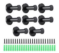 8 Pezzi Ganci Bagno,Acciaio Inox Ganci da Parete Cucina Bagno,Gancio Portasciugamani con Viti Tasselli,per Cappotto Accappatoio Asciugamano Cappello Ombrello(Nero)
