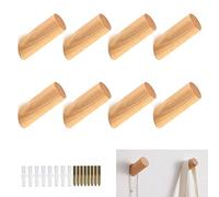 8 Pezzi Ganci da Parete in Legno Cilindrici, Appendiabiti per Ingresso, Camera da Letto, Soggiorno, Corridoio - per Appendere Borse, Vestiti, Cappello, Sciarpe