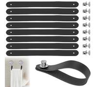 8 Pezzi Ganci per Tessuti Senza Cuciture Appendi Strofinacci Cucina 15 * 1.2cm Pelle PU con Chiusura a Bottone Ganci per Asciugamani per Asciugamani,Bagno,Stracci,Decorazione,Campeggio(Nero)