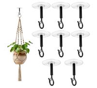 8 Pezzi Gancio Soffitto Adesivi Extra Forti Senza Forare,Nero | Ganci Adesivi Trasparenti con Chiusura di Sicurezza,per Appendere Oggetti Ddecorativi,Piante,Vasi da Fiori,Gabbie per Uccelli