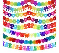 8 Pezzi Ghirlanda di Carta Colorato, 3m Ghirlanda di Carta Arcobaleno, Ghirlanda di Carta Decorativa da Appendere, Quadrifoglio Festoni Colorato per Compleanno Carnevale Matrimonio Party Decoration