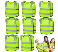 8 Pezzi Giubbotto di Sicurezza per Bambini, Gilet di Sicurezza per Bambini Unisex, Alta Visibilità Gilet Catarifrangente, 360 ° Reflective Giubbotti di Sicurezza per Sport, Corsa, Ciclismo,Scuola,Auto