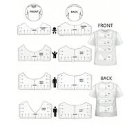 8 pezzi Kit di allineamento con righello per t-shirt, strumento per mobili, righello di centratura per t-shirt, righello per il design centrale, accessori per la misurazione del colletto in PVC, model