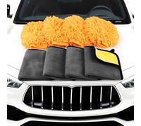 8 Pezzi Kit Pulizia Auto, MXTIMWAN 4 Pezzi Guanto Lavaggio, 4 Pezzi Panno Asciugatura, 600 GSM Panno Asciugatura di Pulizia in Microfibra Superfine, Panni Stracci Pulizia Vetri Cucina Bagno