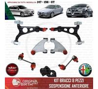 8 PEZZI KIT TRAPEZI 4 BRACCI E 2 BIELLETTE + 2 GOMMINI 156 147 GT ALFA ROMEO
