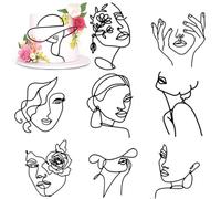 8 Pezzi Lady Face Cake Topper Decorazione per Torte Linea Neri Topper per Torta di Arte Astratta Riutilizzabili Neri Acrilici Decorazione per Torta di Compleanno per Torte Nuziali Forniture Feste