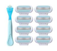 8 Pezzi Lamette di Ricambio Blu per Rasoio da Donna, Lame per Rasoio da Donna Universali a 3 Lame con Striscia Idratante Skin Cushion, Ricariche per Rasoio Femmina Compatibile Venus